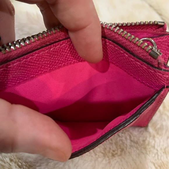 Worn once pink saffiano leather Coach ID wallet keychain holder (orig: $98) - Picture 5 of 5